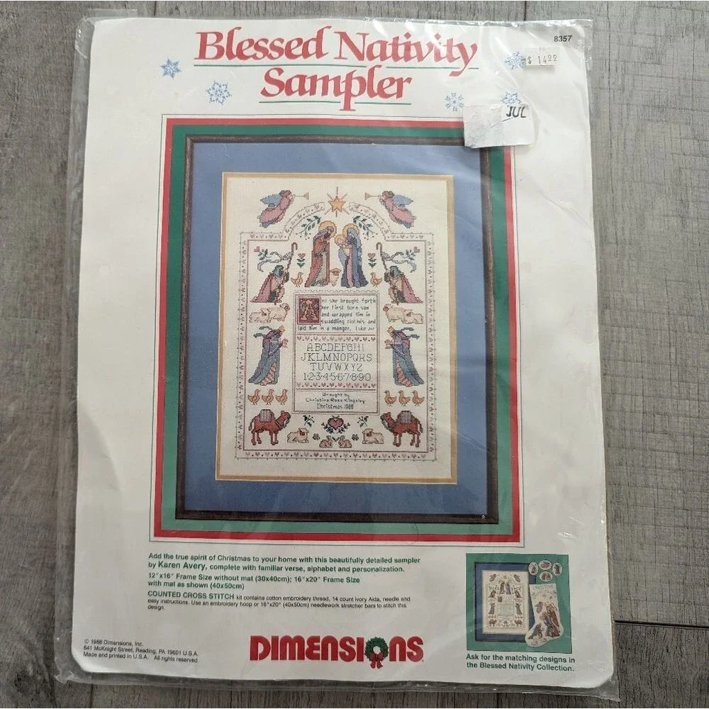 Bundle Cross Stitch & Ribbon Embroidery Dimensions Blessed Nativity Sampler etc.